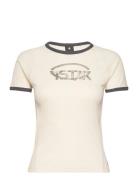 Army Ringer Slim R T Wmn Tops T-shirts & Tops Short-sleeved Cream G-Star RAW
