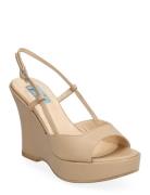 Wedge Sling-Back Sko Med Kilehæl Beige Apair