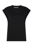 Rounded Neck Cotton T-Shirt Tops T-shirts & Tops Short-sleeved Black Mango
