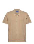 Jorvalencia Structure Knit Ss Polo Sn Tops Shirts Short-sleeved Beige Jack & J S