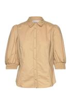 Chillykb Blouse Tops Shirts Short-sleeved Beige Karen By Simonsen