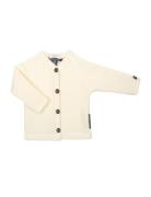 Cardigan, Merino Wool W. Buttons, Offwhite Tops Knitwear Cardigans Cream Smallstuff