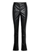 Mollie Slit Trousers Bottoms Trousers Leather Leggings-Bukser Black Gina Tricot