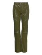 Enastrid Pants 6949 Bottoms Trousers Leather Leggings-Bukser Khaki Green Envii