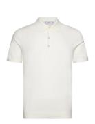 Fine-Knit Polo Shirt Tops Knitwear Short Sleeve Knitted Polos White Mango