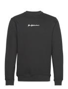 Shadow Script Regular Crewneck Designers Sweatshirts & Hoodies Sweatshirts Black HAN Kjøbenhavn