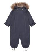 Snowsuit W. Fake Fur Outerwear Coveralls Snow-ski Coveralls & Sets Navy En Fant