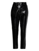 Faux Croc Patent Leather Pants Bottoms Trousers Leather Leggings-Bukser Black Karl Lagerfeld