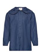 Super Light Denim Blouse W. Embroidery Tops Blouses & Tunics Blue Copenhagen Colors
