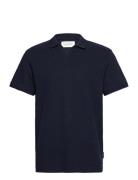 Structured Resort Collar Polo Tops Knitwear Short Sleeve Knitted Polos Navy Tom Tailor