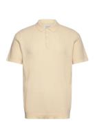 Cfkarl Structured Knit Polo Tops Knitwear Short Sleeve Knitted Polos Beige Casual Friday