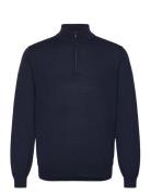 100% Merino Wool Sweater With Zip Collar Tops Knitwear Half Zip Jumpers Navy Mango