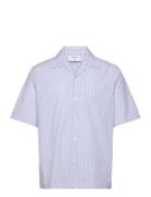 Striped Short Sleeve Shirt Designers Shirts Short-sleeved Blue Filippa K
