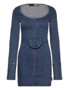 Stretchy Scoop Neck Dress Designers Short Dress Blue ROTATE Birger Christensen