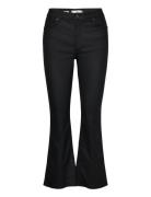 Sienna Waxed Flared Cropped Jeans Bottoms Jeans Flares Black Mango