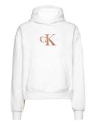 Premium Monologo Hoodie Tops Sweatshirts & Hoodies Hoodies White Calvin Klein Jeans