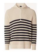 Tom Dry Cotton Half-Zip Sweater Tops Knitwear Half Zip Jumpers Cream Lexington Clothing