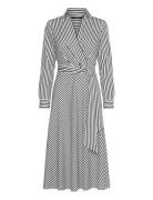 Striped Surplice Crepe Midi Dress Designers Knee-length & Midi Black Lauren Ralph Lauren