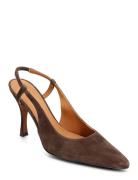 Suede-85Mm Prc Sl-Pm-Slg Shoes Heels Pumps Sling Backs Brown Polo Ralph Lauren