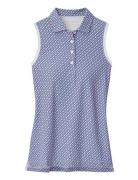 Banded Sport Mesh Links Print Sleeveless Button Po Sport T-shirts & Tops Polos Blue Peter Millar