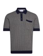 Casa Martini Polo Tops Knitwear Short Sleeve Knitted Polos Navy Percival