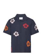 Didcot Ss Shirt Applique Floral Navy Designers Shirts Short-sleeved Navy Wax London