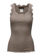 Rwbabette Sl U-Neck Long Lace Top Tops T-shirts & Tops Sleeveless Brown Rosemunde