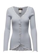 Rwbabette Ls V-Neck Regular Lace Ca Tops Knitwear Cardigans Grey Rosemunde