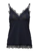 Rwbillie Sl Strap Lace Top Tops T-shirts & Tops Sleeveless Navy Rosemunde