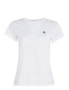 Ck Embroidery Slim Tee Tops T-shirts & Tops Short-sleeved White Calvin Klein Jeans