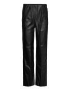 Slkaylee Straight Pants Bottoms Trousers Leather Leggings-Bukser Black Soaked In Luxury