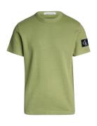 Badge Waffle Tee Tops T-Kortærmet Skjorte Khaki Green Calvin Klein Jeans