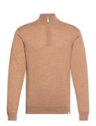 Greyson Half-Zip Merino Knit Tops Knitwear Half Zip Jumpers Beige Les Deux