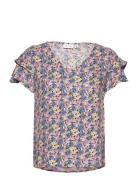 Vikiwi S/S Top/Su/Vol Tops T-shirts & Tops Short-sleeved Multi/patterned Vila