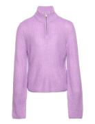 Kogbella Nicoya L/S Zip Pullover Bo Knt Tops Knitwear Pullovers Purple Kids Only