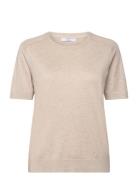 Cc Heart Ella Soft Knit Tee Tops T-shirts & Tops Short-sleeved Beige Coster Copenhagen