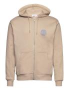 Globe Zipper Hoodie Tops Sweatshirts & Hoodies Hoodies Beige Les Deux