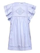 Broderie Anglaise Ruffled Dress Dresses & Skirts Dresses Casual Dresses Short-sleeved Casual Dresses Blue Mango