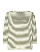 Soft Single Stripe Silje 3/4 Tee Tops T-shirts & Tops Long-sleeved Green Mads Nørgaard