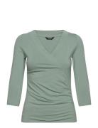 Surplice Jersey Top Tops Blouses Long-sleeved Green Lauren Ralph Lauren