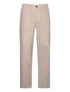 Flint Wide Slub Yarn Pants - Gots/V Bottoms Trousers Casual Beige Knowledge Cotton Apparel