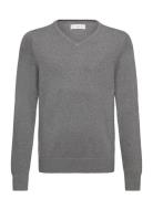 V-Neck Sweater Tops Knitwear Pullovers Grey Mango