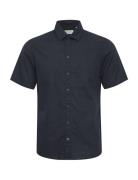 Cfaksel Ss Linen Mix Shirt Tops Shirts Short-sleeved Navy Casual Friday