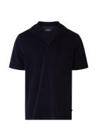 Raphael Organic Cotton Terry Polo Shirt Tops Polos Short-sleeved Navy Lexington Clothing