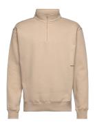 Ken Half Zip Sweatshirt Tops Sweatshirts & Hoodies Sweatshirts Beige Soulland