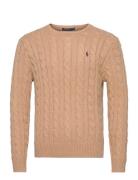 Cable-Knit Cotton Sweater Designers Knitwear Round Necks Beige Polo Ralph Lauren