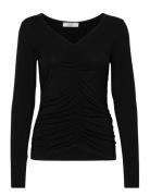 Cc Heart Sofia Gathered Front Blous Tops Blouses Long-sleeved Black Coster Copenhagen