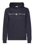 Reg Printed Graphic Hoodie Tops Sweatshirts & Hoodies Hoodies Blue GANT