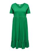 Carmay Life S/S Peplum Calf Dress Jrs Knælang Kjole Green ONLY Carmakoma