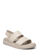 Flat Sandal Calvin Mtl Lth Flade Sandaler Beige Calvin Klein